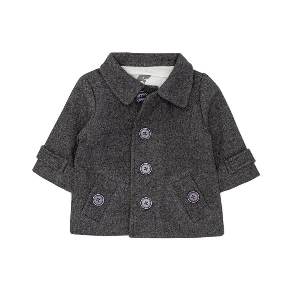 Monica + Andy Girls Perfect Baby Wool-Blend Peacoat, Grey